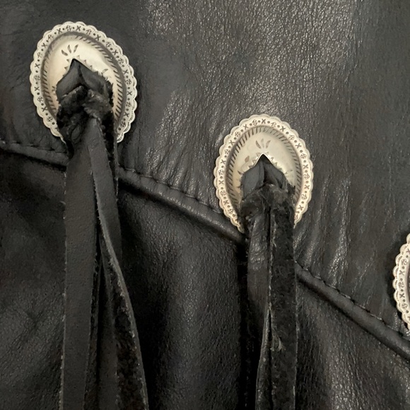 Vintage Black Gypsy Fringe Leather Jacket - Size 8 - Picture 2 of 10